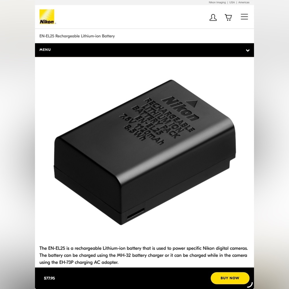 Nikon MH-32 Battery Charger + Nikon EN-EL 25 Battery - Picture 10 of 10
